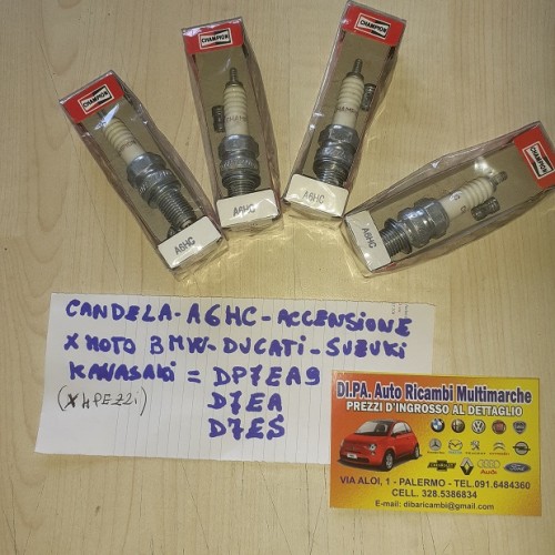 4 CANDELE A6HC ACCENSIONE CHAMPION PER MOTO BMW DUCATI SUZUKI KAWASAKI DP7EA9 D7EA D7ES