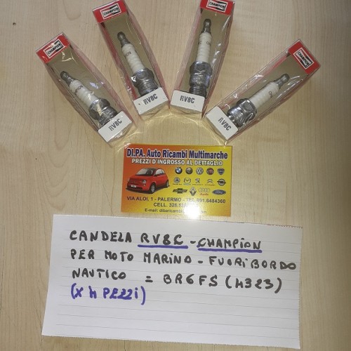 4 CANDELE RV8C CHAMPION PER MOTO MARINO FUORIBORDO NAUTICO BR6FS 4323