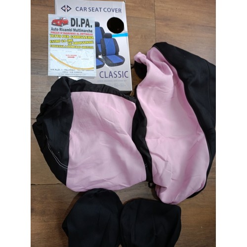 SET 4 FODERE COMPLETE ROSA NERO UNIVERSAL CAR SEAT COVER NUOVI BUONA QUALITA'