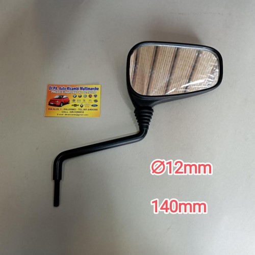 SPECCHIETTO RETROVISORE DESTRO BRACCIO CORTO PIAGGIO APE 50 Ø 12mm 140mm