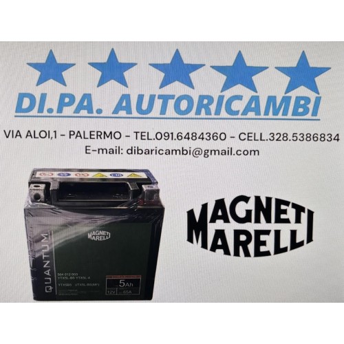 BATTERIA MOTO E SCOOTER MAGNETI MARELLI SIGILLATA 5AH 12V 65 AGM SIGILLATA